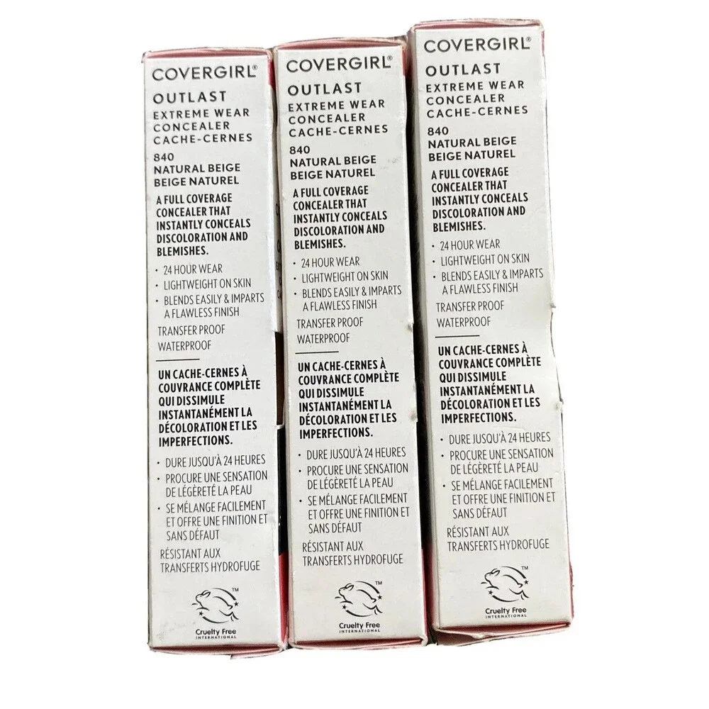 Covergirl Outlast Extreme Wear Concealer 840 Natural Beige Full Coverage Lot O 3